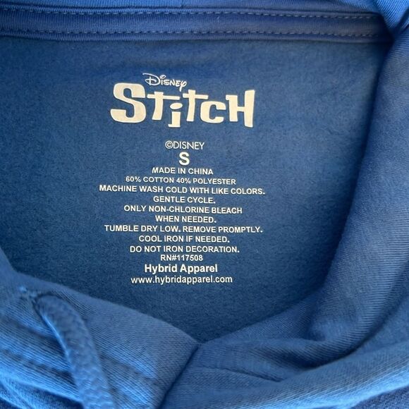 Disney Blue Stitch Graphic Long Sleeve Hoodie ~ Size Medium - Picture 5 of 6